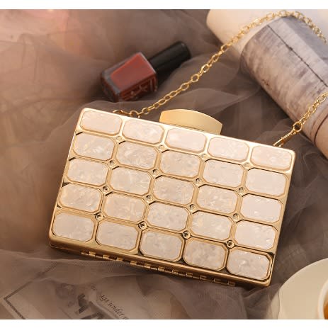 Square Brick Evening Purse- Gold