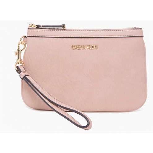 Large Top Zip Wristlet Clutch, Pink