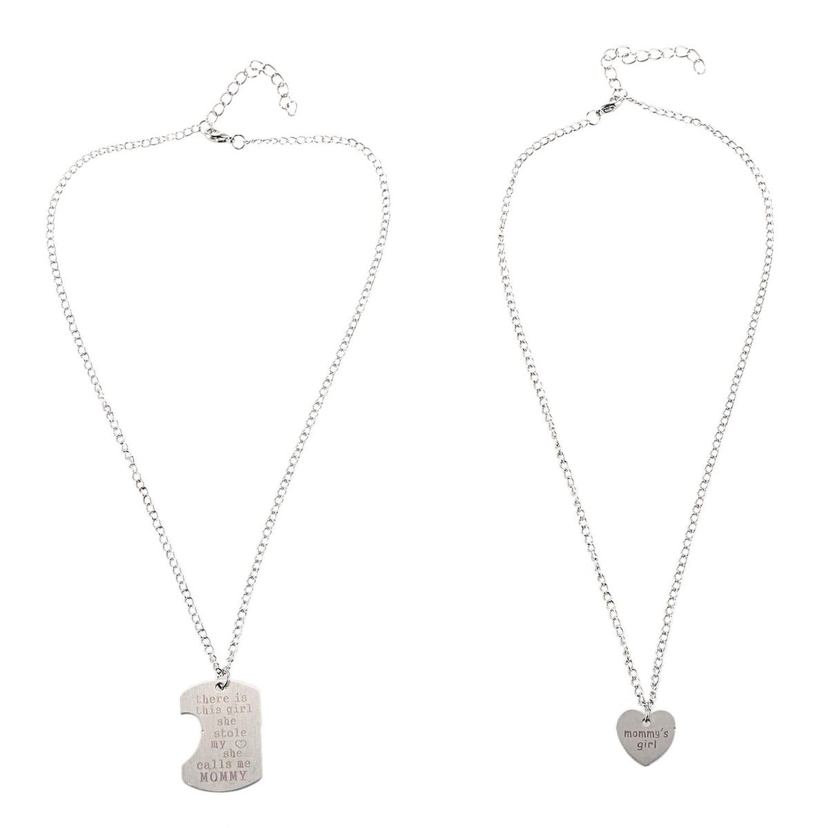 2Pcs Love Mother Heart Joint Necklace Set Mommy's