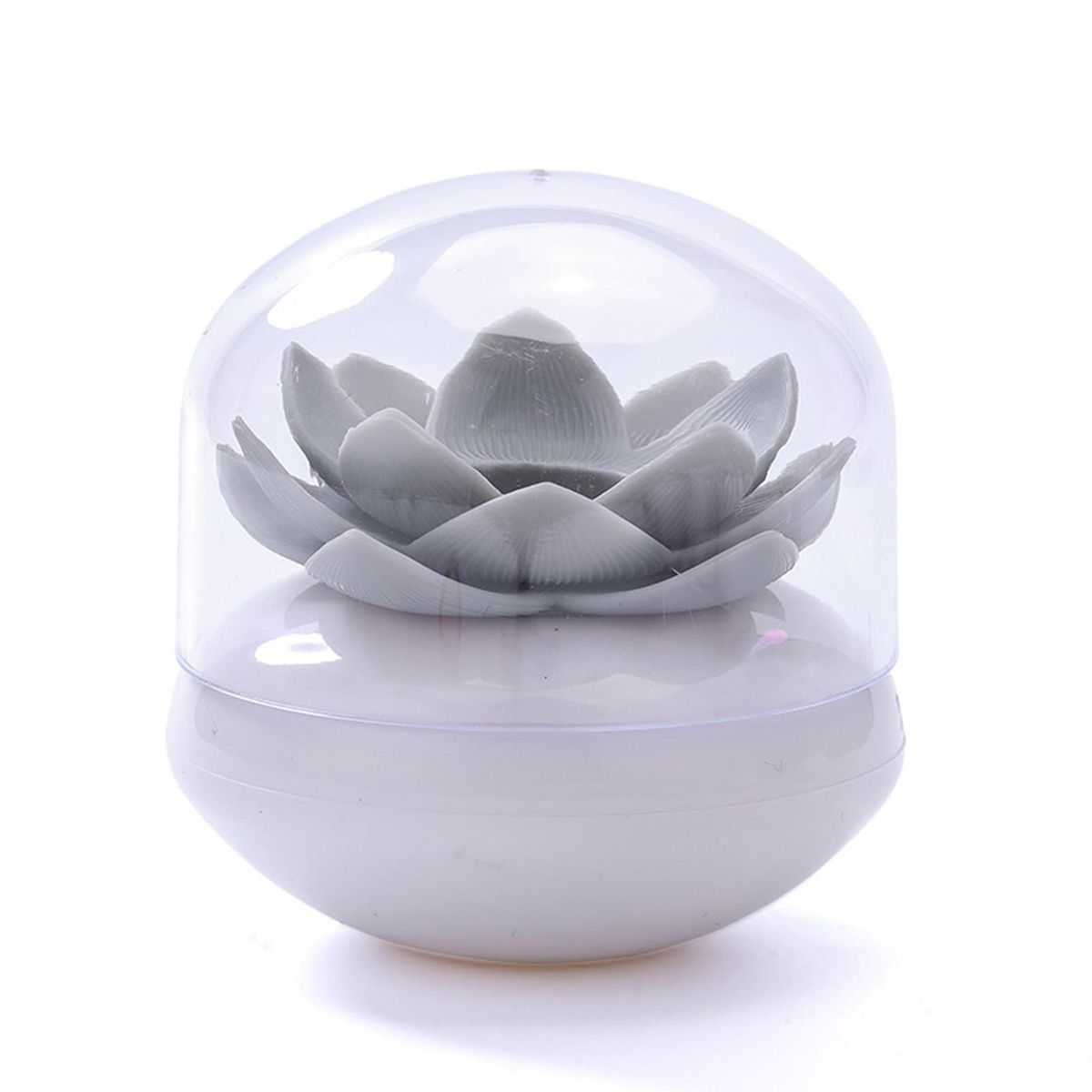 Cotton Swab Holder Lotus Shape Toothpick Cotton Swab Organizer Grey