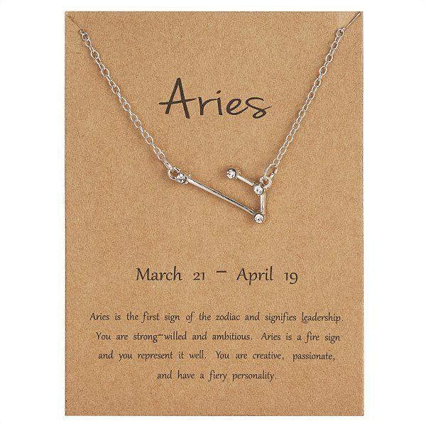 Twelve Constellations, Star Sky, Diamond Necklace, Silver Aries