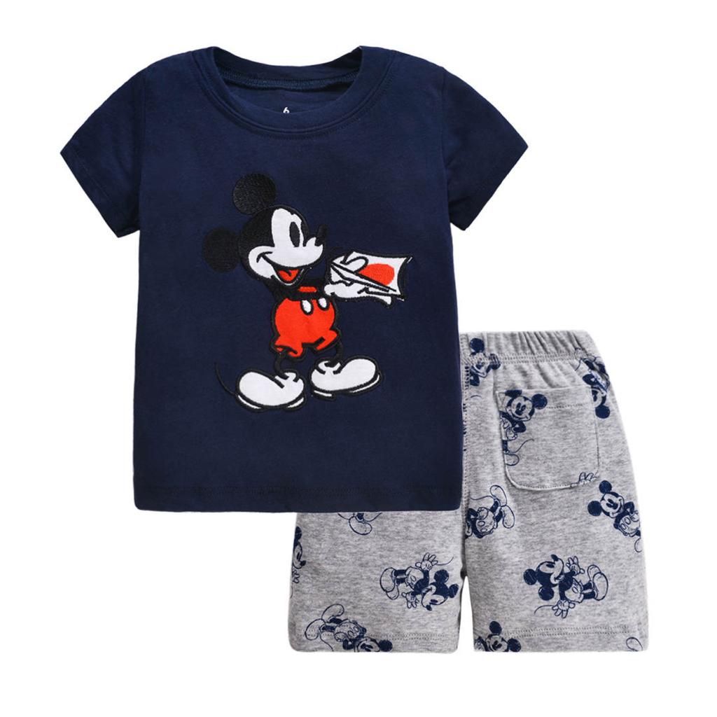 Boys Navy Blue And Grey 2 Piece Mickey Mouse Set