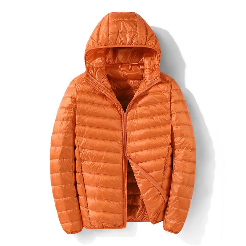 Hooded Down Jacket Ultralight Camping Trekking Hiking Waterproof - Orange