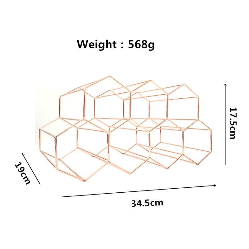 Spot black honeycomb metal wine rack simple living room wine rack decoration creative 7-hole honeycomb wine rack Rose gold 2 layers 7 holes