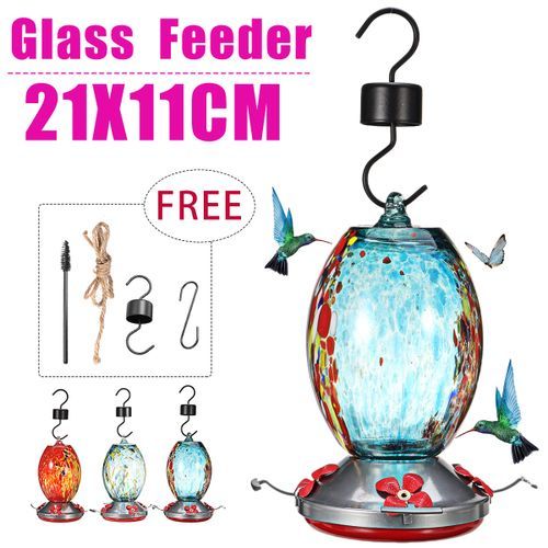 Glass Hummingbird Feeder Plastic Flower Bird Ant-proof H Q-3