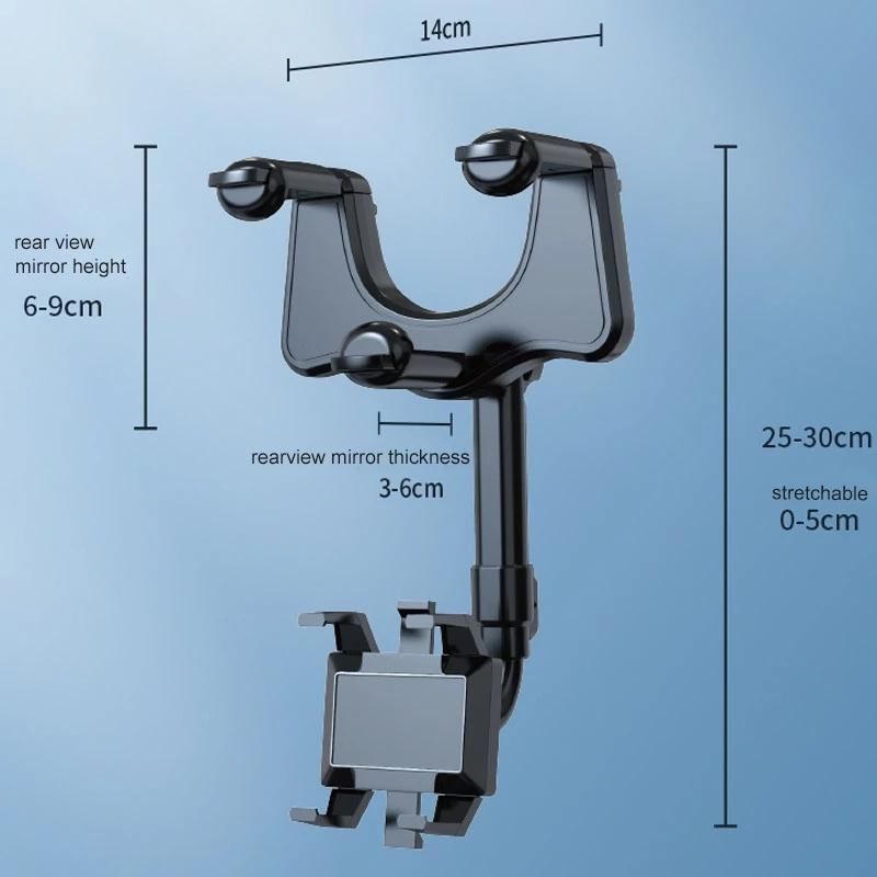 360° Rotatable Retractable Car Phone Holder Rearview Mirror Universal Auto GPS Navigation Bracket Adjustable Cell Phone Support MEI