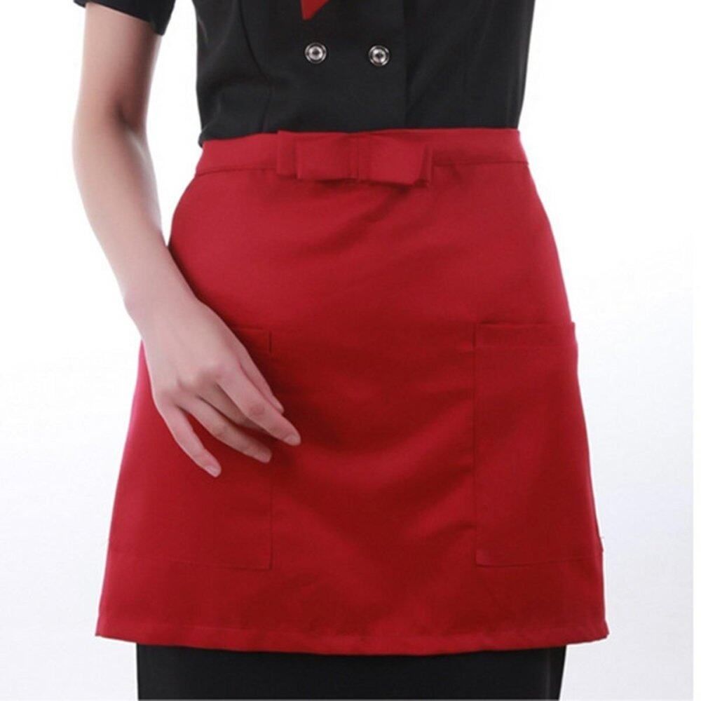 Bow Waist Front Pocket Cooking Chef Waiter Restaurant Kitchen Craft Bib Apron Red (red)