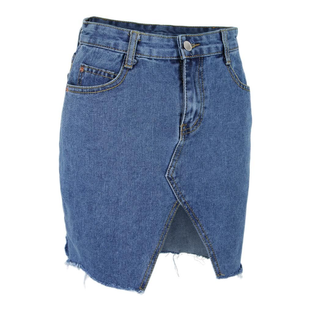 Casual Denim Short Skirt Front Split L