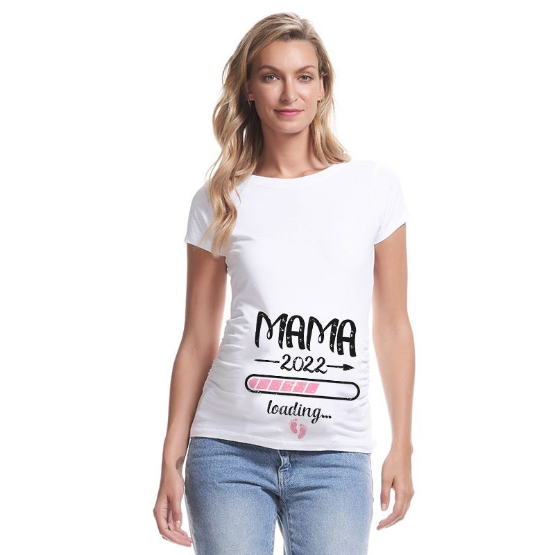 2022 New Couple Maternity T-Shirt Cute Dad+Mom+Baby Printed Black  Pregnancy