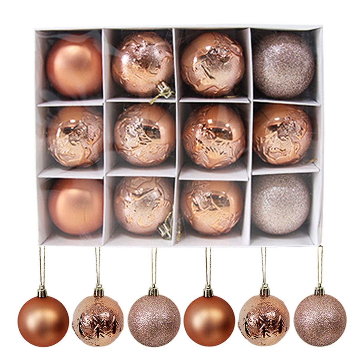 12Pcs Christmas Ball Ornament Christmas Tree Decoration Golden