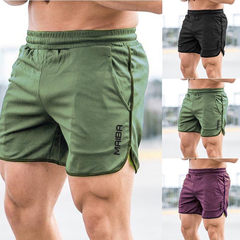 3 In 1 Men Fitness Gyms Workout Shorts Sportswear(Green+Red+Black)