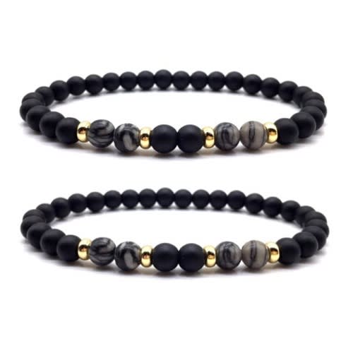 2 Sets Of  Unisex Leather 3 Layer Bracelets
