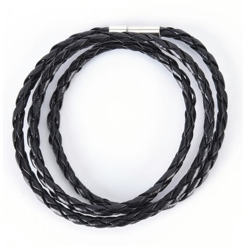 Multipurpose Unisex Layered Leather Bracelet-  Black