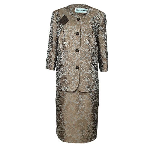 Executive Floral Print Skirt Suit - Brown - LSS-4280