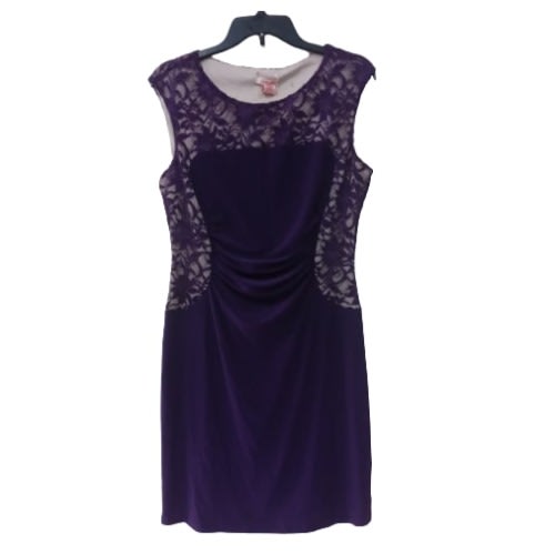 Women's Short Dress- Purple Lace