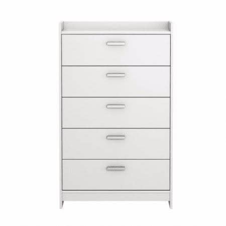 Brd Comtemporary 5 Drawer Chest - White