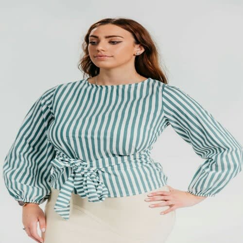 Sofia Stripe Front Tie Blouse