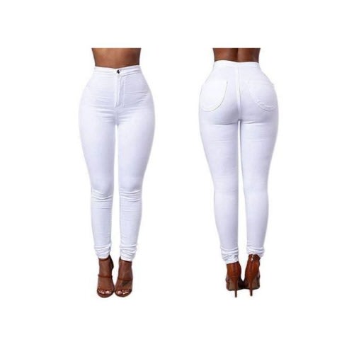Ladies High Waist Skinny Jean - White