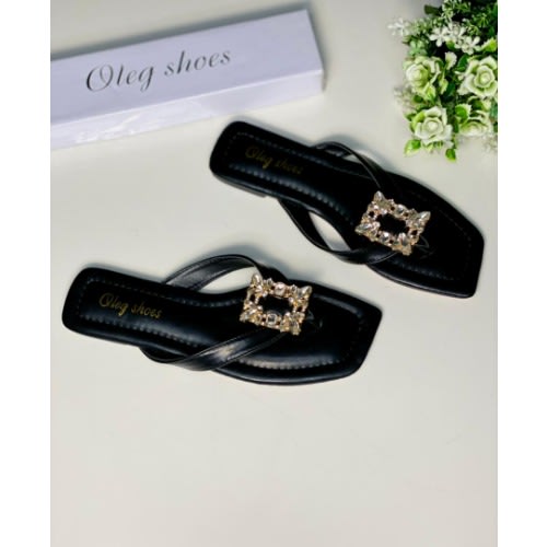 Oleg Flat Slippers - Black
