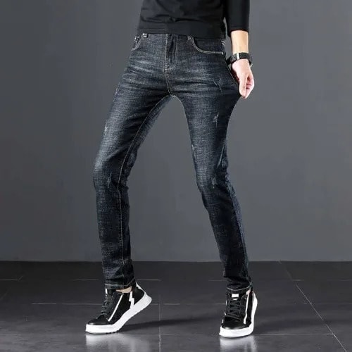 Fitted Mixed Black Jean For Men