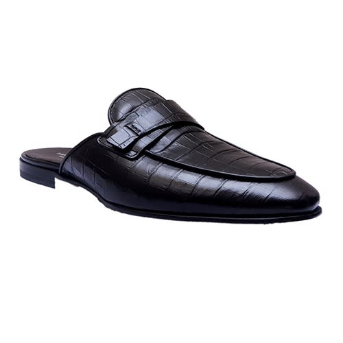 Black Stamp Skin Half Shoe