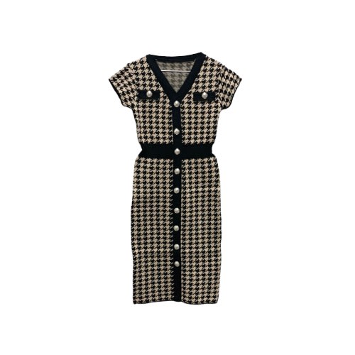 V-neck Bodycon Knitted Dress