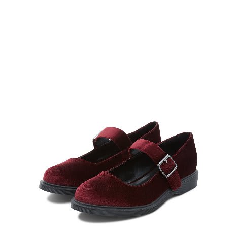 Dark Red Velvet Ankle Strap Pumps