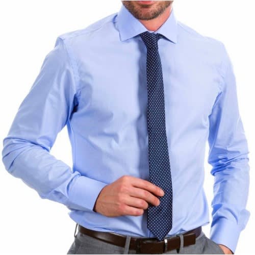 Men's Formal Shirt With Matching Tie  - Light Blue/ Black