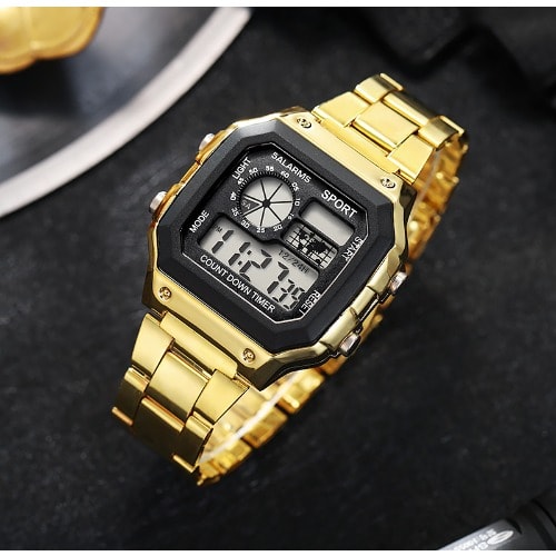 Digital  Sport Wristwatch- Gold