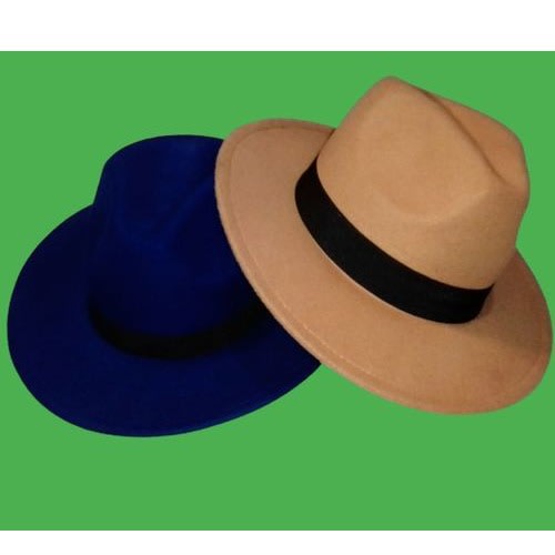 Blue And Brown Fedora Hat - unisex