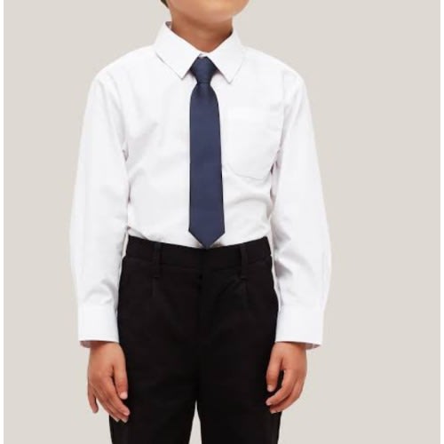 Unisex Dress Shirt For Kids - White & Navy Blue Tie
