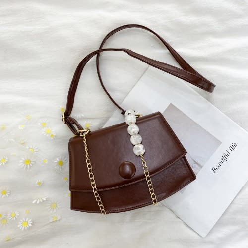 Leather Ladies Crossbody Hand Bag- Coffen Brown