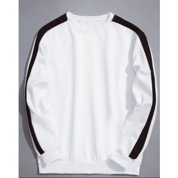 Eml Cotton Stripe Sweatshirt - White With Black Stripe