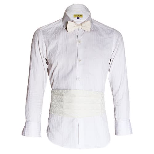 Men's Cummerbund Patterned Off -White - MCB-770