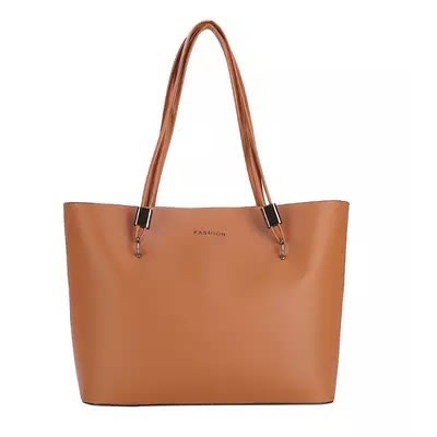 Beautiful Double Strap Handle Tote Leather Handbag - Nude