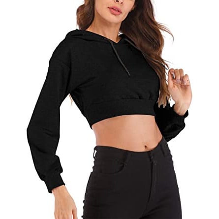 Women's Black Hoody Croptop