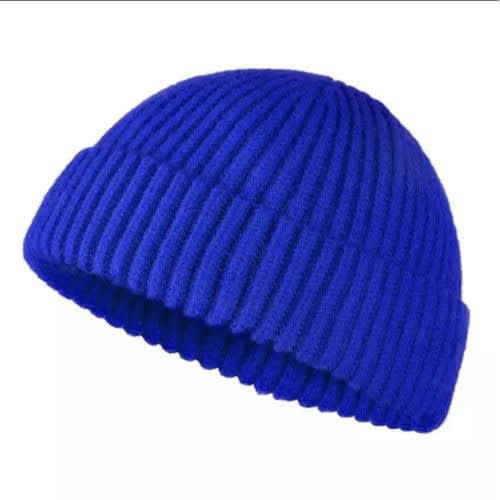 Unisex Foldable Head Warmer Beanie - Blue.