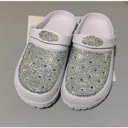 Bling Rhinestone Crocs - White
