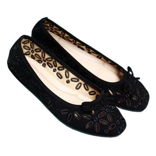 Caribbean Style Flat Shoes-black