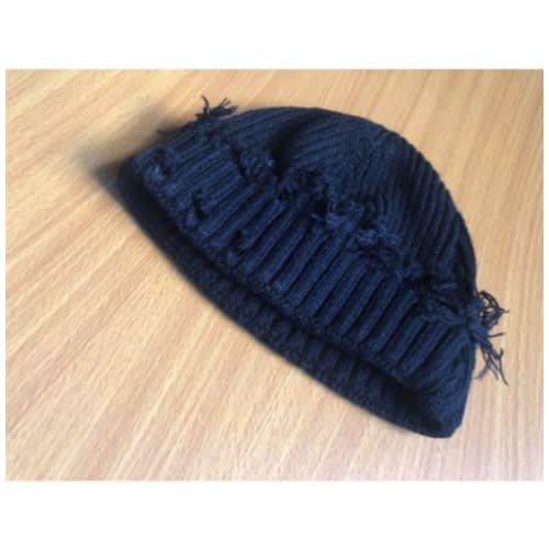 Distressed Black Head Warmer Beanie
