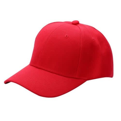 6 Panel Baseball Face Cap - Plain Red