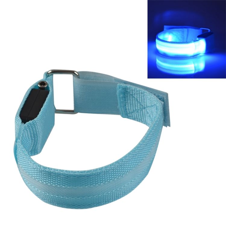 Nylon Night Sports LED Luminous Armband Battery Version Blue