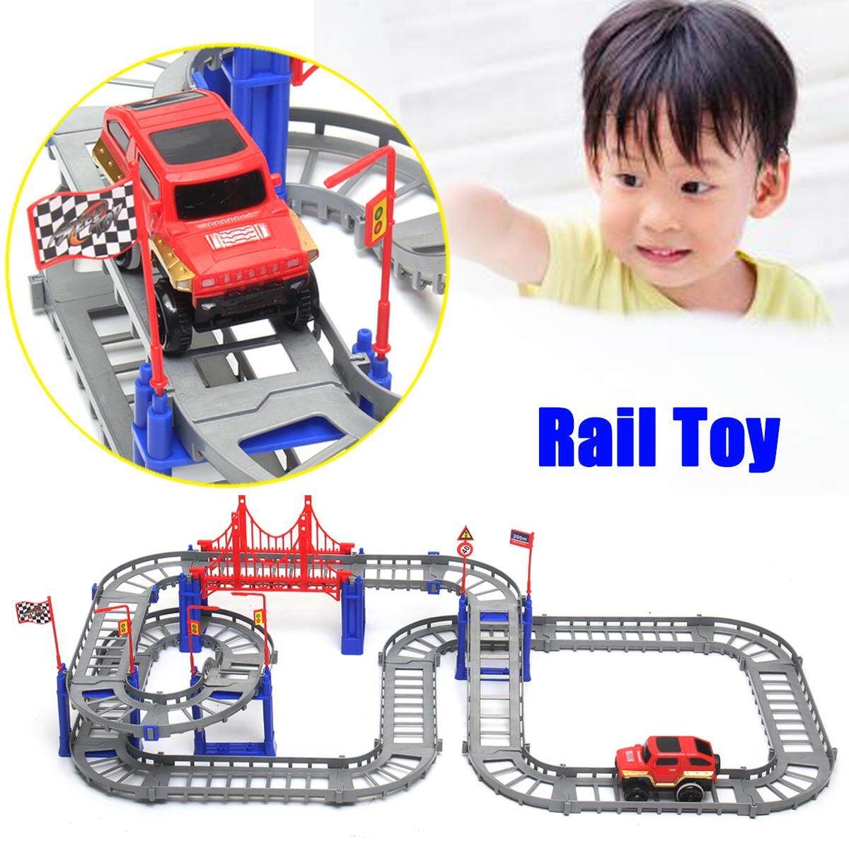80PCS Variety 3D Electric Rail Speed Car Track Racing Model Kids DIY Toy Sets