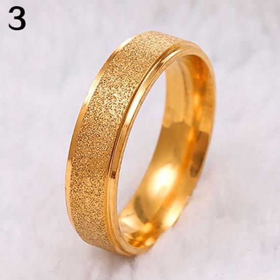 Men Women Wedding Band Ring Stainless Steel Matte Ring-Gold