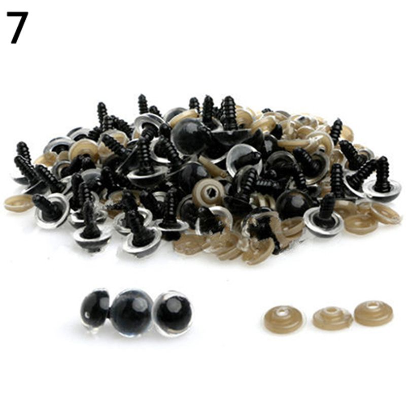100 Pcs 8-20mm Plastic Safety Eyes For Teddy Bear Doll Animal Puppet Craft DIY-Transparent