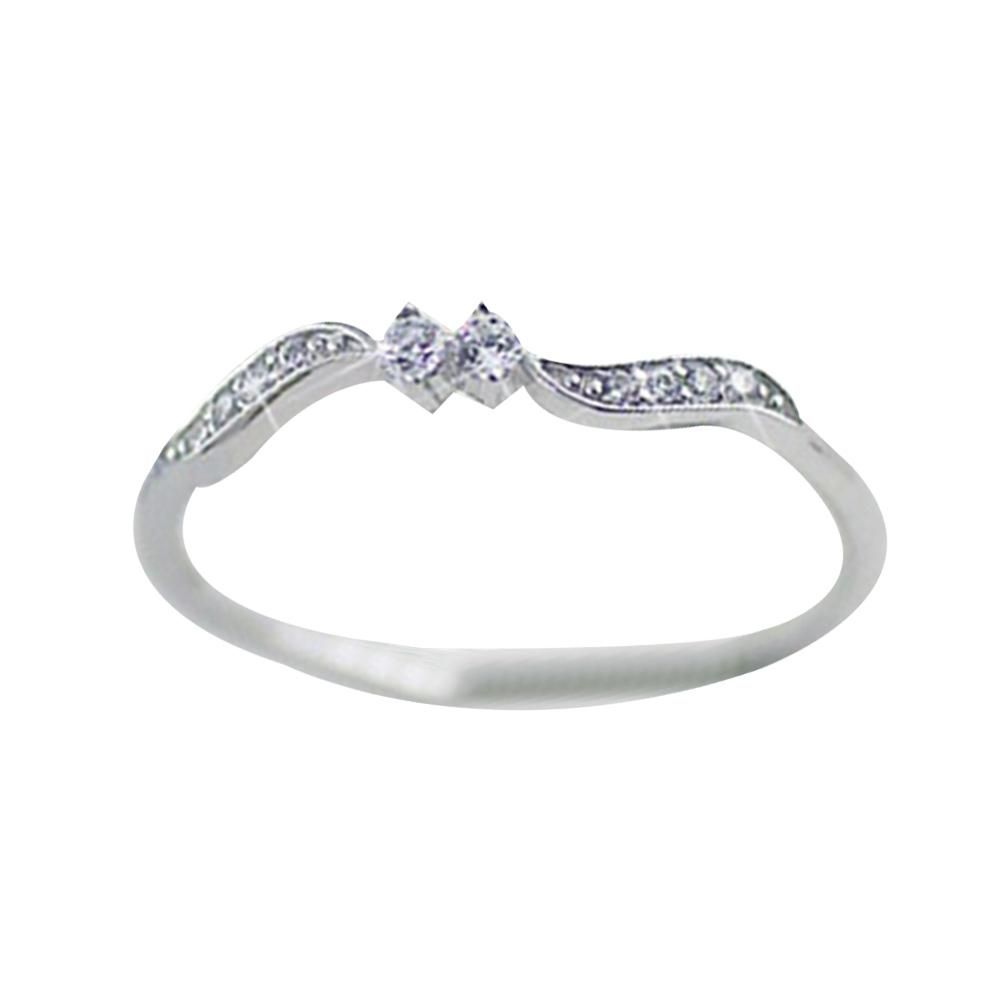 Women Fashion Rhinestone Inlaid Leaf Finger Ring-Silver