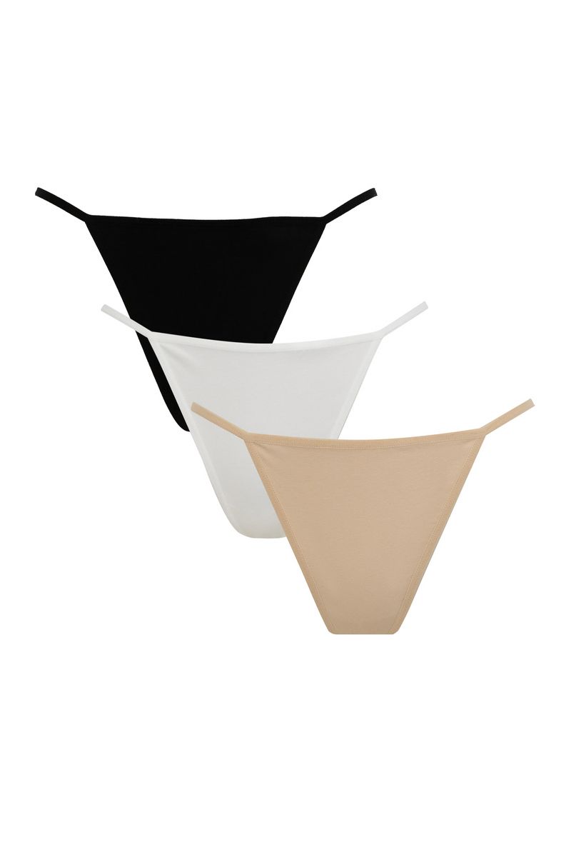 3 Piece Woman Casual String Package Slip - Beige