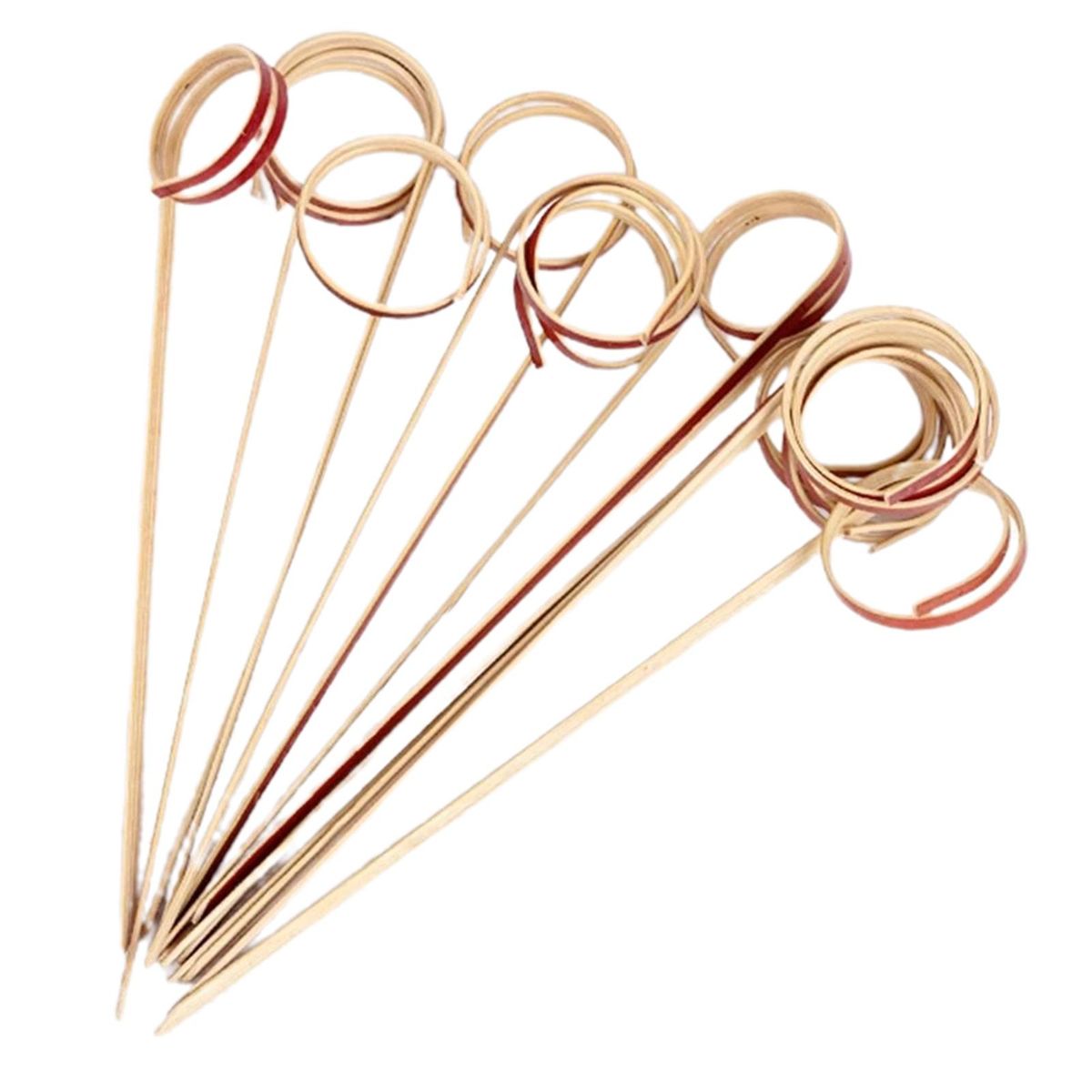100Pcs Bamboo Skewers Bamboo Food Appetizer Picks Red