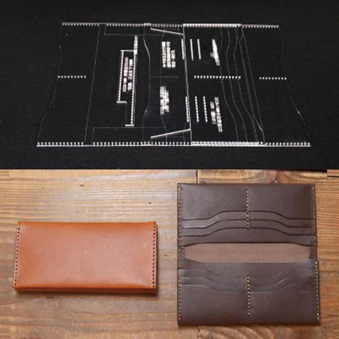 4pcs Handmade Leather Craft Acrylic Purse Long Wallet Mould Stencil