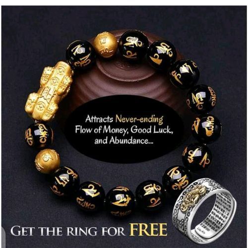 Original Fortified Feng Shui Black Obsidian Wealth Bracelet & Ring